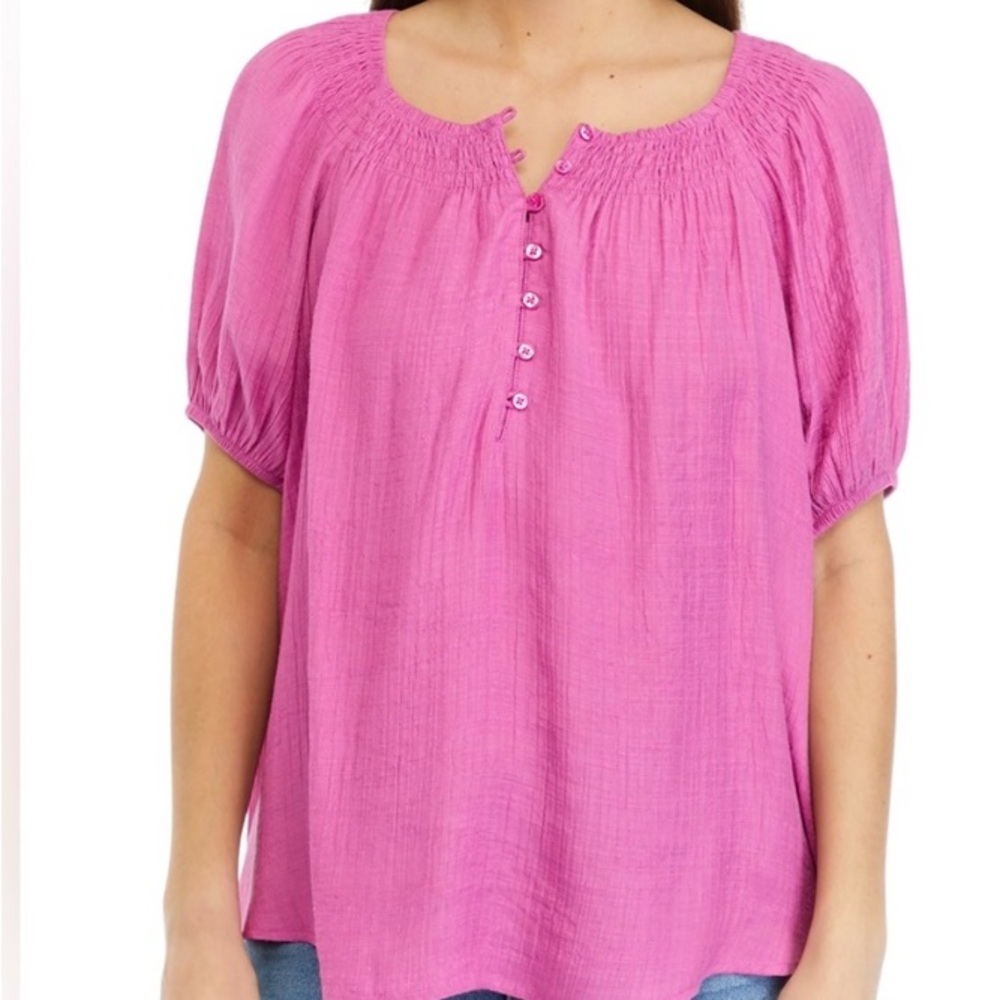Wonderly Pink Button-Front Top